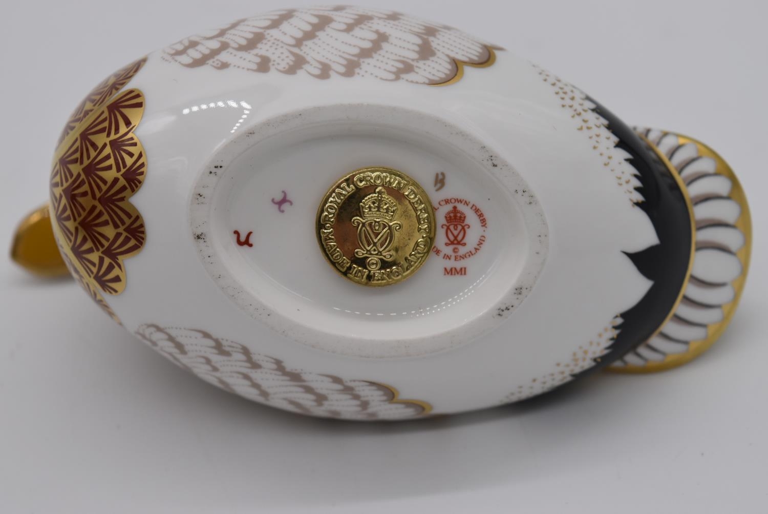 Two Royal Crown Derby porcelain paperweights, a Carolina duck and a Mallard duck, each with gold - Image 5 of 6