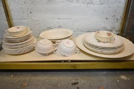 A Spode Billingsley Rose part dinner service, to include: 5 x soup bowls and saucers, 1 x large