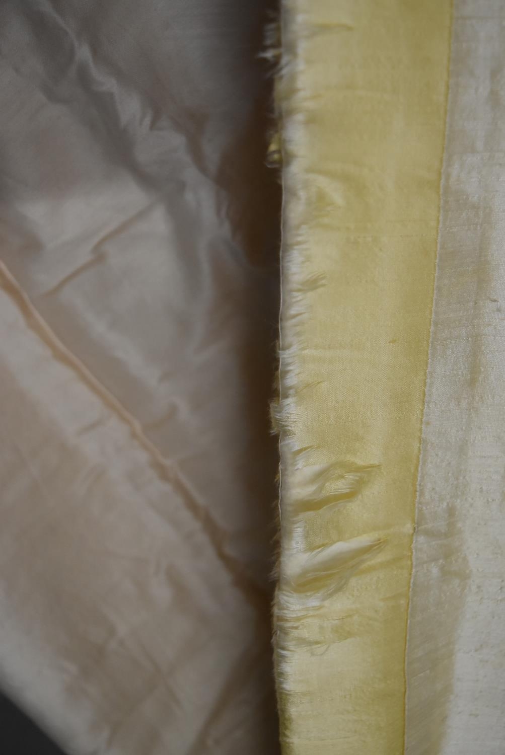 A pair of yellow silk interlined pinch pleated curtains. H.328 W.105cm - Image 9 of 10