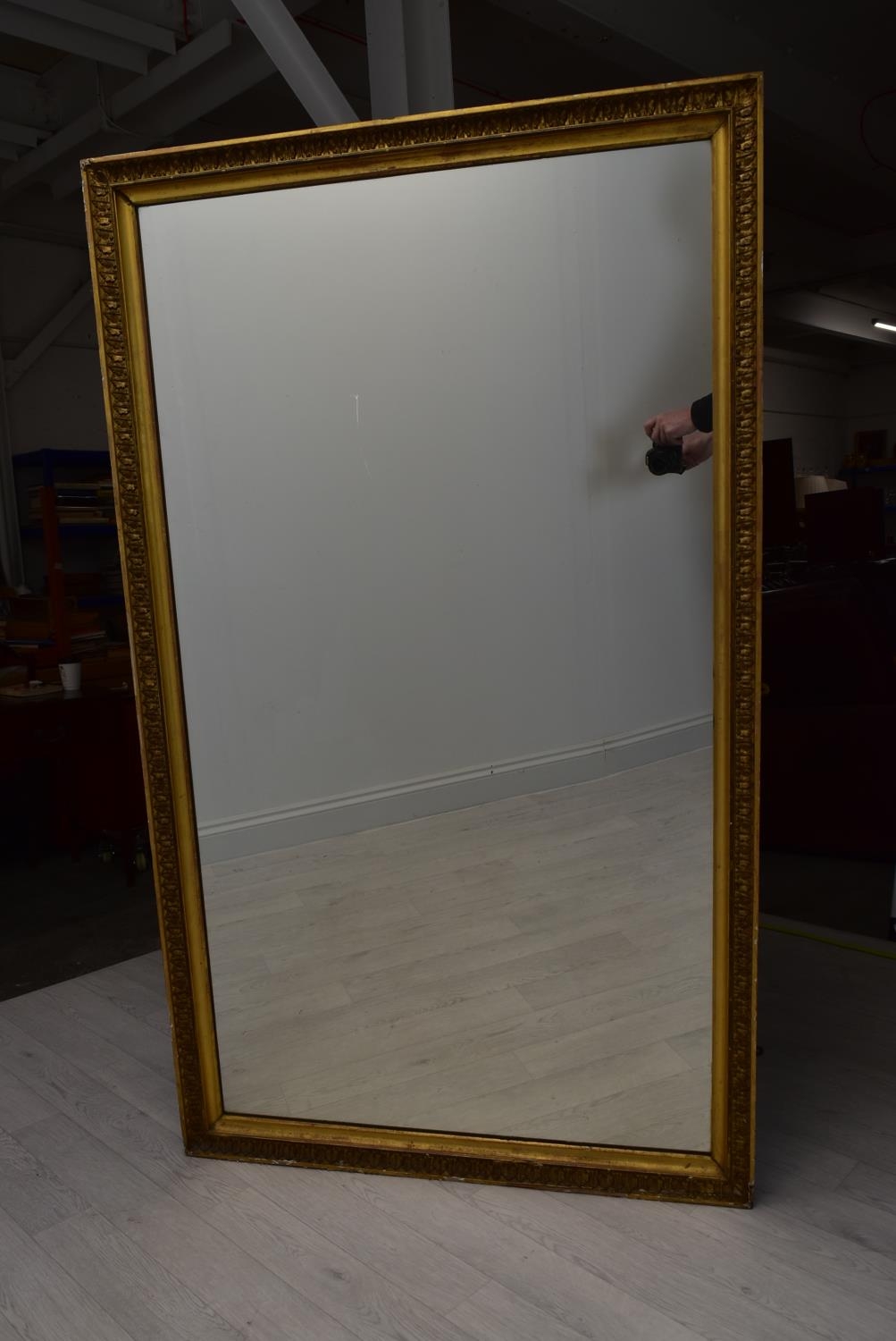 A large 19th century gilt framed rectangular wall mirror. H159.5 W.94 D.7cm