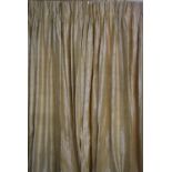 A pair of yellow silk interlined pinch pleated curtains. H.328 W.105cm