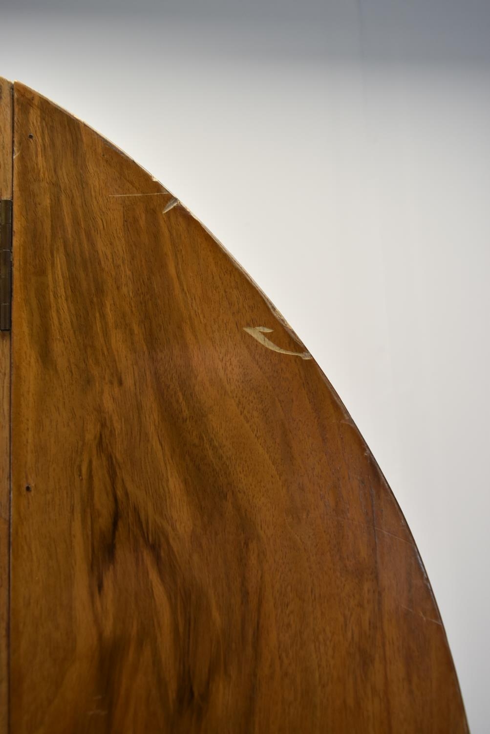 An Art Deco walnut veneered dome topped and twin door wardrobe, opening to reveal mirror, raised - Image 12 of 15