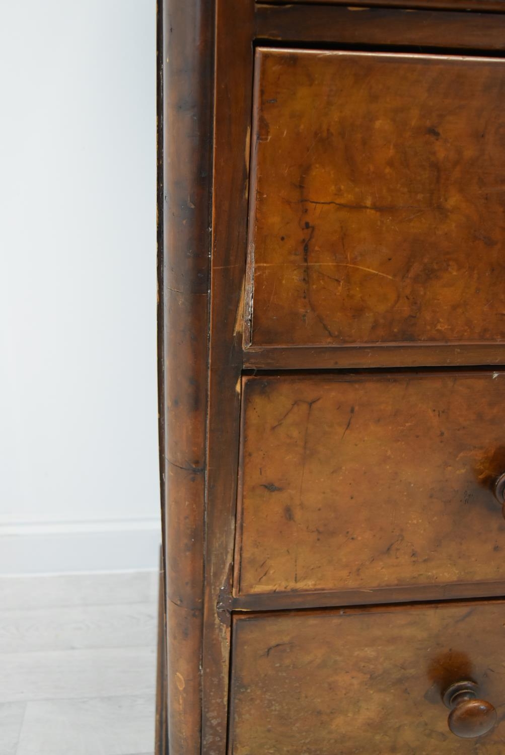 A late Victorian mahogany chest of two short over three long drawers with turned handles raised on - Image 6 of 13