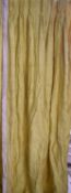 A single bright yellow silk pinch pleated interlined curtain. H.318 W.105cm