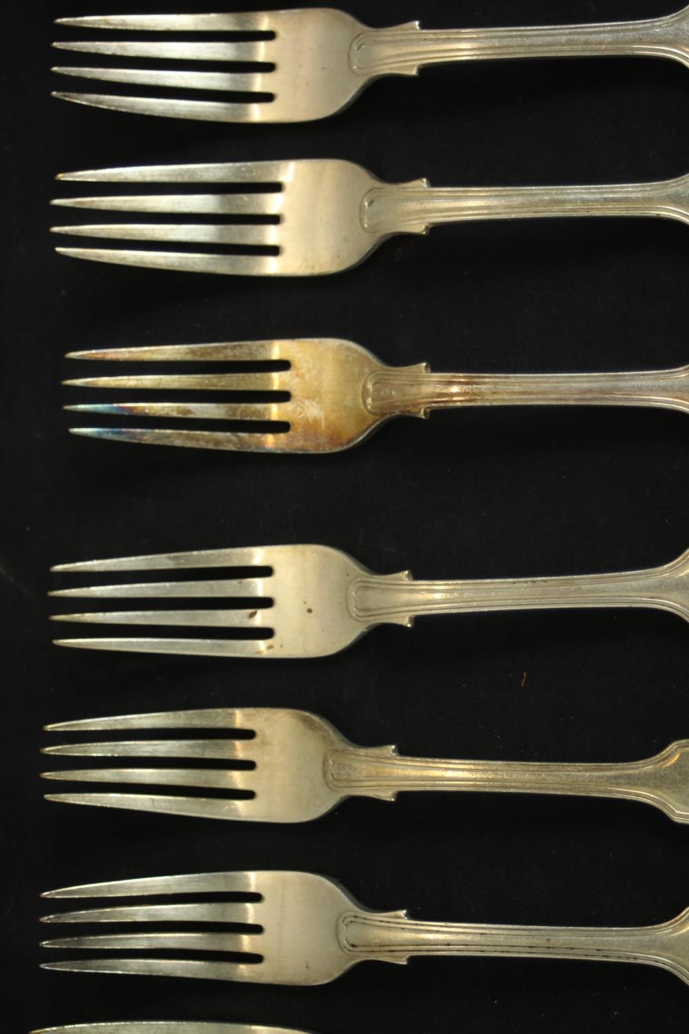 A collection of approximately forty four pieces of silver plate cutlery, various makers. - Image 5 of 8