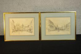 Howard Penton, two pencil drawings 'Banqueting building, Government buildings, White hall and '