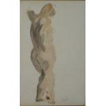 Roland Vivian Pitchforth (1895 - 1982), nude female figure, watercolour, signed and label verso. H.