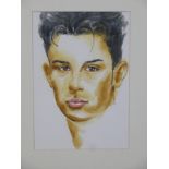 Myles Antony (contemporary), Portrait of a Young Man, watercolour, signed and dated '95. H.54 W.43cm