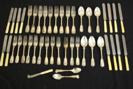 A collection of approximately forty four pieces of silver plate cutlery, various makers.