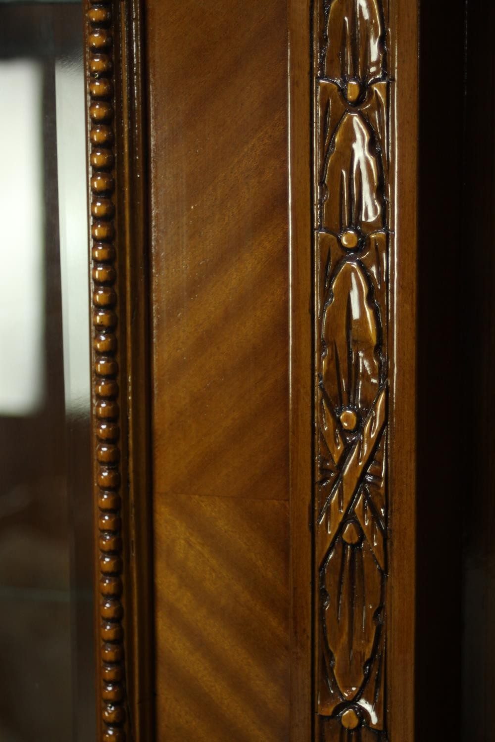 A late 20th century Louis XV style lacquered beech display cabinet, with a carved ribbon cresting - Image 8 of 13