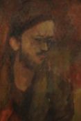 Mary Konior, oil on paper,"Nick", signed and label verso. H.63 W.51cm.
