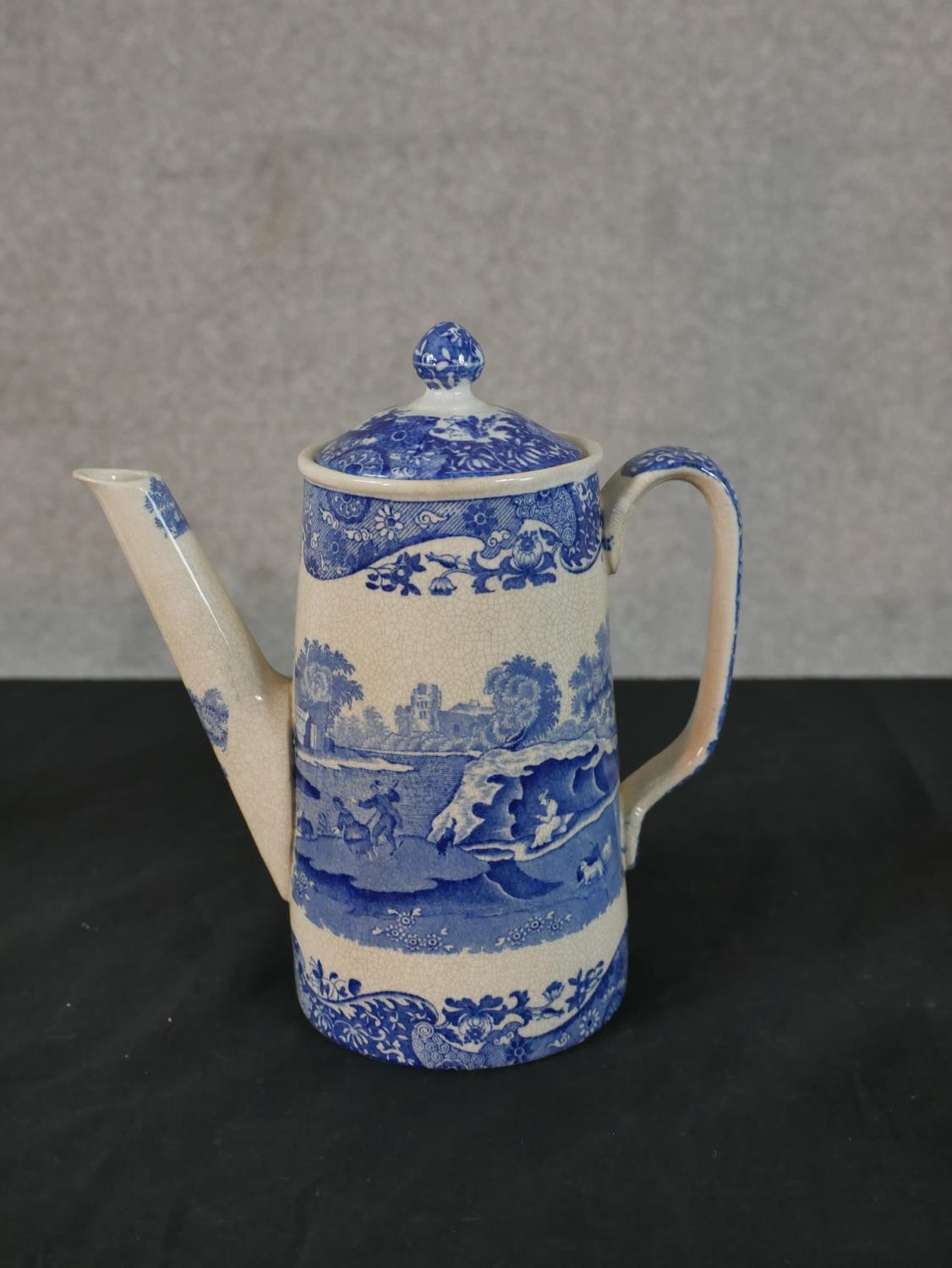 A Copeland Spode Italian pattern coffee set, blue and white transfer printed, including a coffee - Image 3 of 8