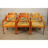 Vico Magistretti for Cassini, Italy, a set of six Carimate red stained beech open armchairs, circa