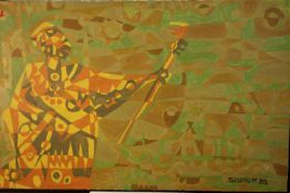 Seyni Diagne Diop, ‘Spirit Man', acrylic on canvas, signed S.D. Diop. H.60 W.90cm.