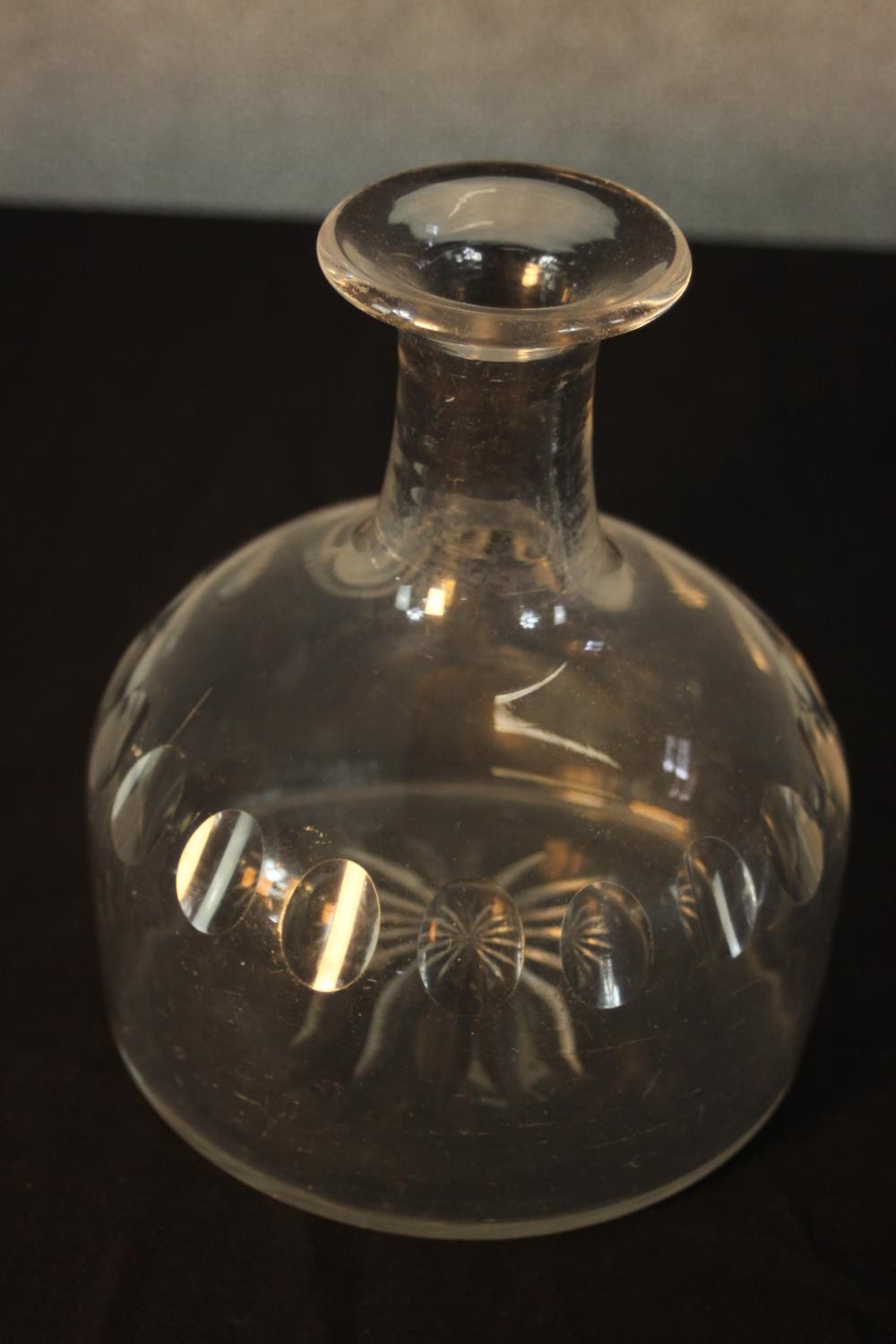 Four 19th century hand cut glass decanters of various forms. (no stoppers) H.23 Dia.15cm. (largest) - Image 5 of 6