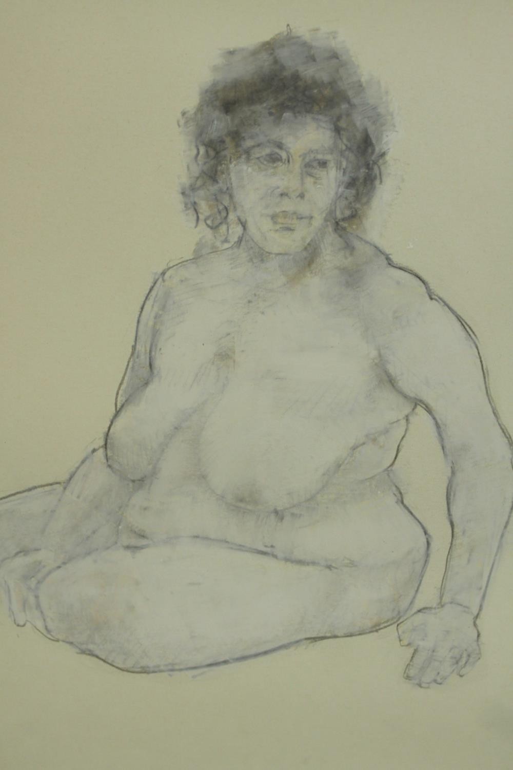 A framed and glazed watercolour of a seated nude female, signed and with artist's stamp. H.54 W. - Image 5 of 7