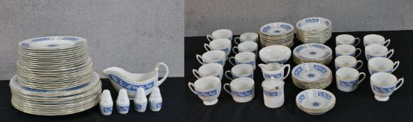 A Coalport bone china Revelry pattern tea, coffee and dinner set, including a sauce boat, cruets,