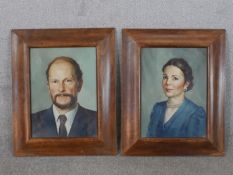 A pair of framed oil on canvas portraits of the King and Queen of Bulgaria. One monogrammed and