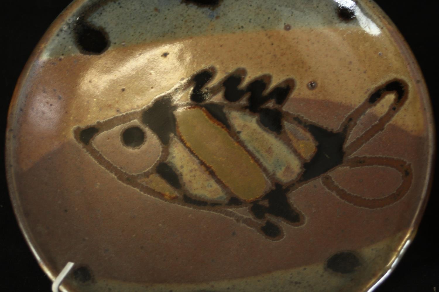 A collection of ten art pottery dishes and small bowls of various forms hand glazed with different - Image 5 of 8