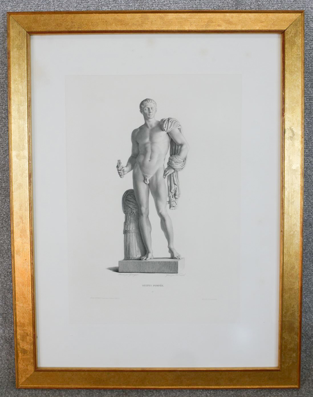 Six framed and glazed 19th century engravings of Roman Classical statues. H.75 W.56cm - Image 4 of 9