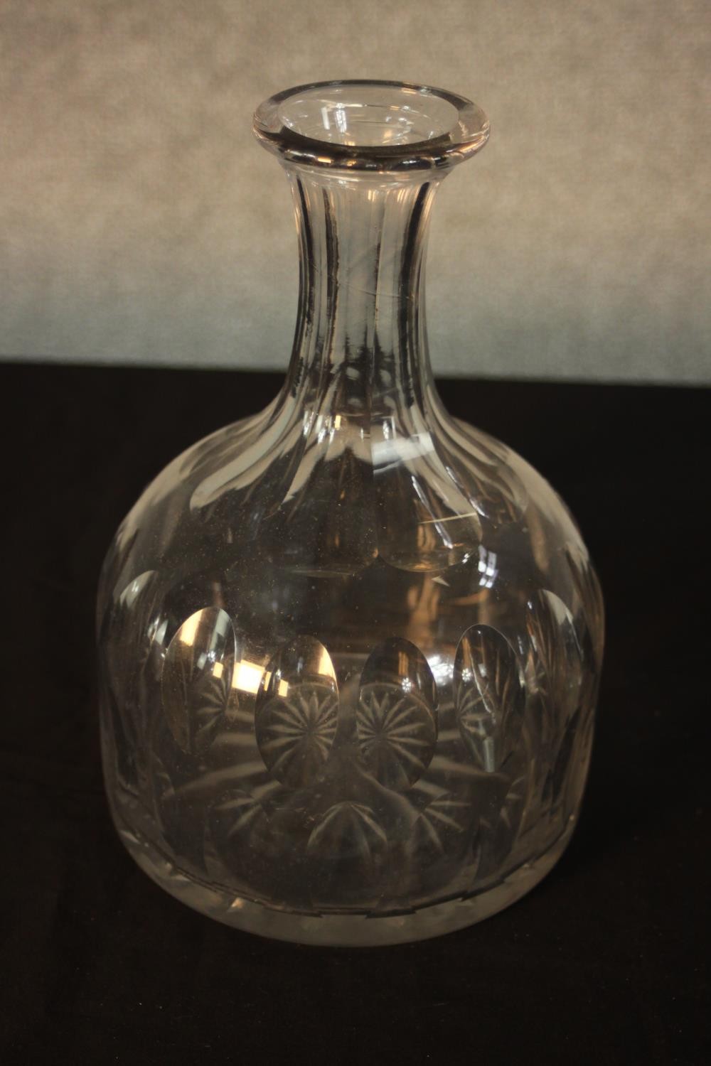 Four 19th century hand cut glass decanters of various forms. (no stoppers) H.23 Dia.15cm. (largest) - Image 3 of 6