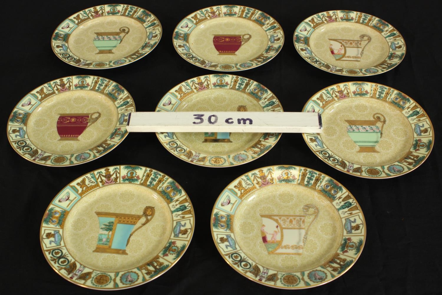 A set of eight Gucci Greek Mythology pattern porcelain plates, marked 'GUCCI' to the underside. - Image 2 of 11