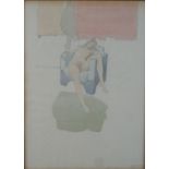 Francis Hewlett (1930 - 2012), nude female on a chair, gouache on paper, signed and dated. H.79 W.