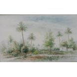 Abd Amir Alwan, watercolour landscape on paper, signed and dated. Certificate to back. H.48 W.63cm