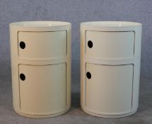 A pair of late 20th century Anna Castelli Ferrieri for Kartell white acrylic tables, each with two