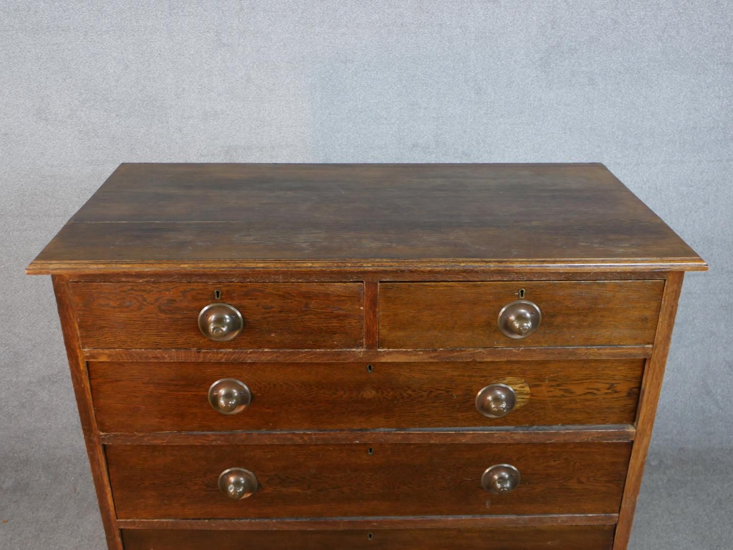 An Edwardian mahogany chest of two short over four graduating drawers, raised on plinth base. H. - Image 2 of 6