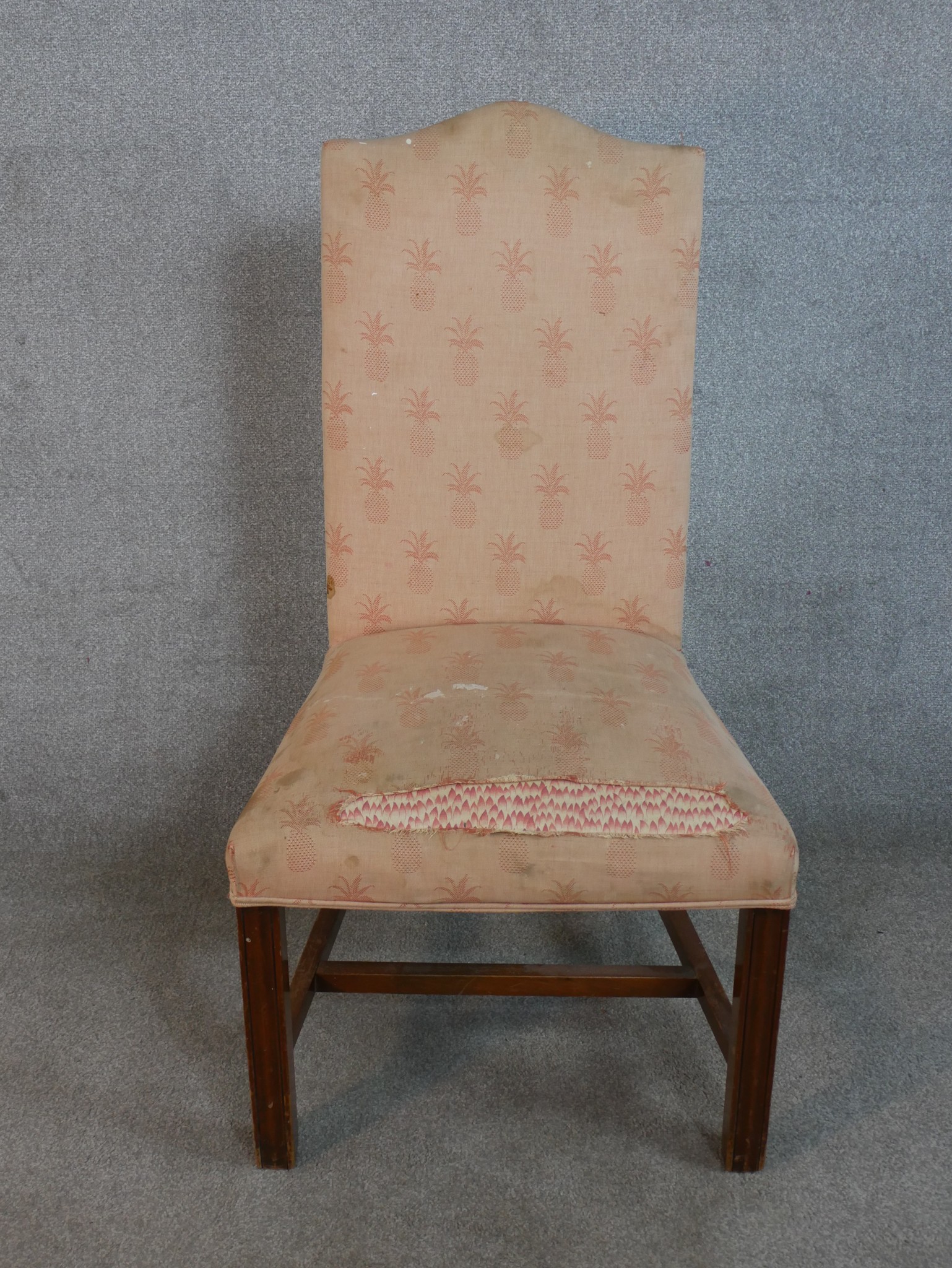 A Gainsborough style mahogany side chair, upholstered in fabric with repeating pineapple motif, - Image 2 of 8