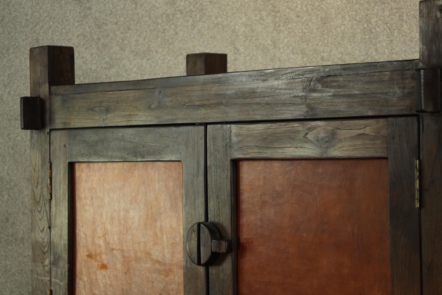 A contemporary Japanese inspired elm cabinet, with two cupboard doors enclosing a shelf over two - Image 12 of 12