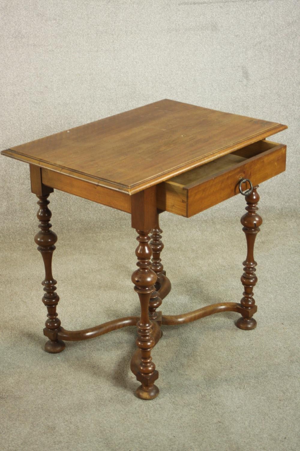 A 17th century style walnut side table, the rectangular top with a moulded edge over a single - Image 9 of 11