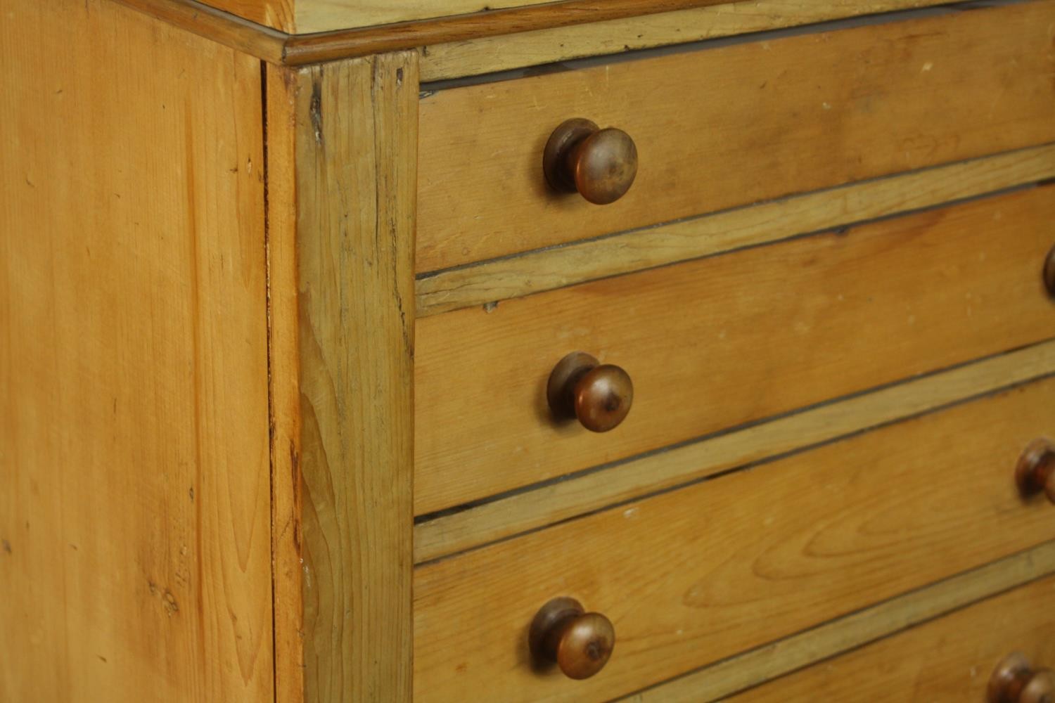 A C19th pine Wellington chest with locking stile, the eight graduated drawers with knob handles. H. - Image 3 of 6