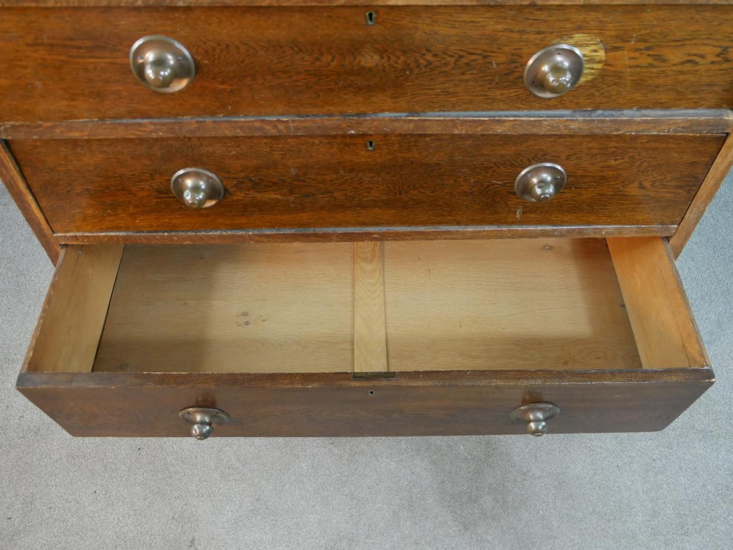 An Edwardian mahogany chest of two short over four graduating drawers, raised on plinth base. H. - Image 4 of 6