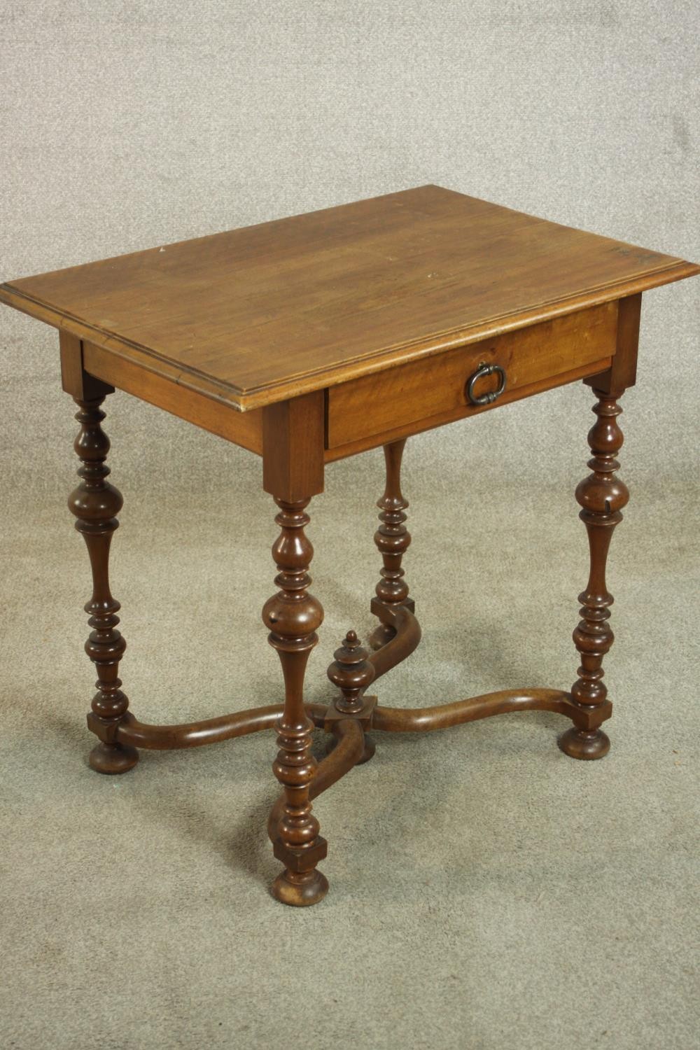 A 17th century style walnut side table, the rectangular top with a moulded edge over a single - Image 8 of 11