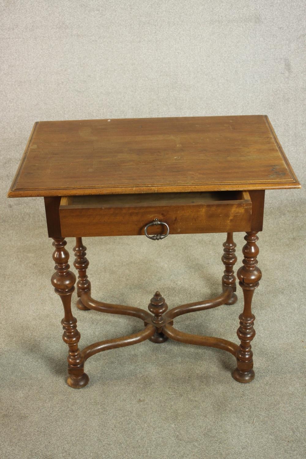 A 17th century style walnut side table, the rectangular top with a moulded edge over a single - Image 3 of 11