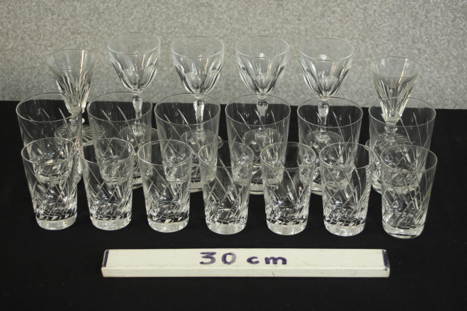 A collection of nineteen hand cut crystal glasses, including six whisky tumblers and seven - Image 2 of 6