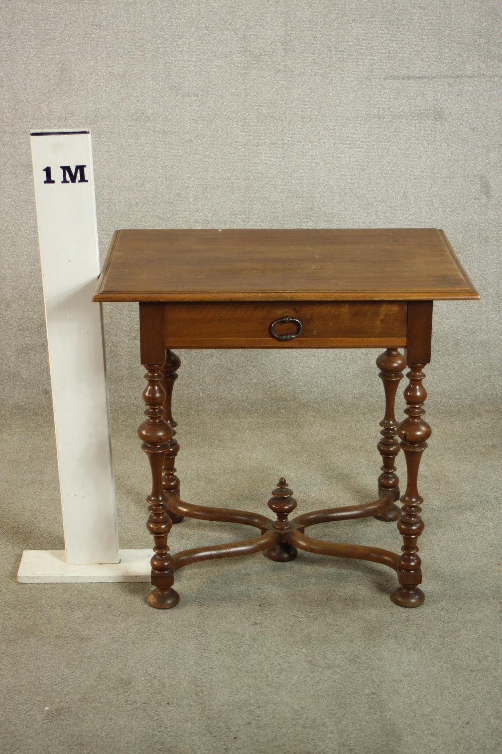 A 17th century style walnut side table, the rectangular top with a moulded edge over a single - Image 2 of 11