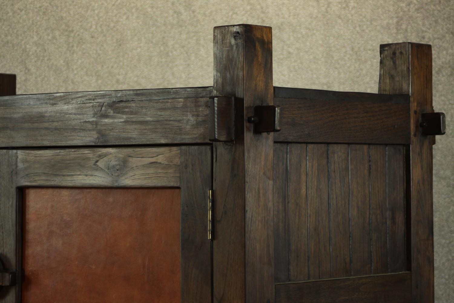 A contemporary Japanese inspired elm cabinet, with two cupboard doors enclosing a shelf over two - Image 11 of 12