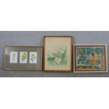 Three framed and glazed colour prints, one of Paul Gaugin's 'Ta Matete', Raoul Dufy 'Cala Lily's and