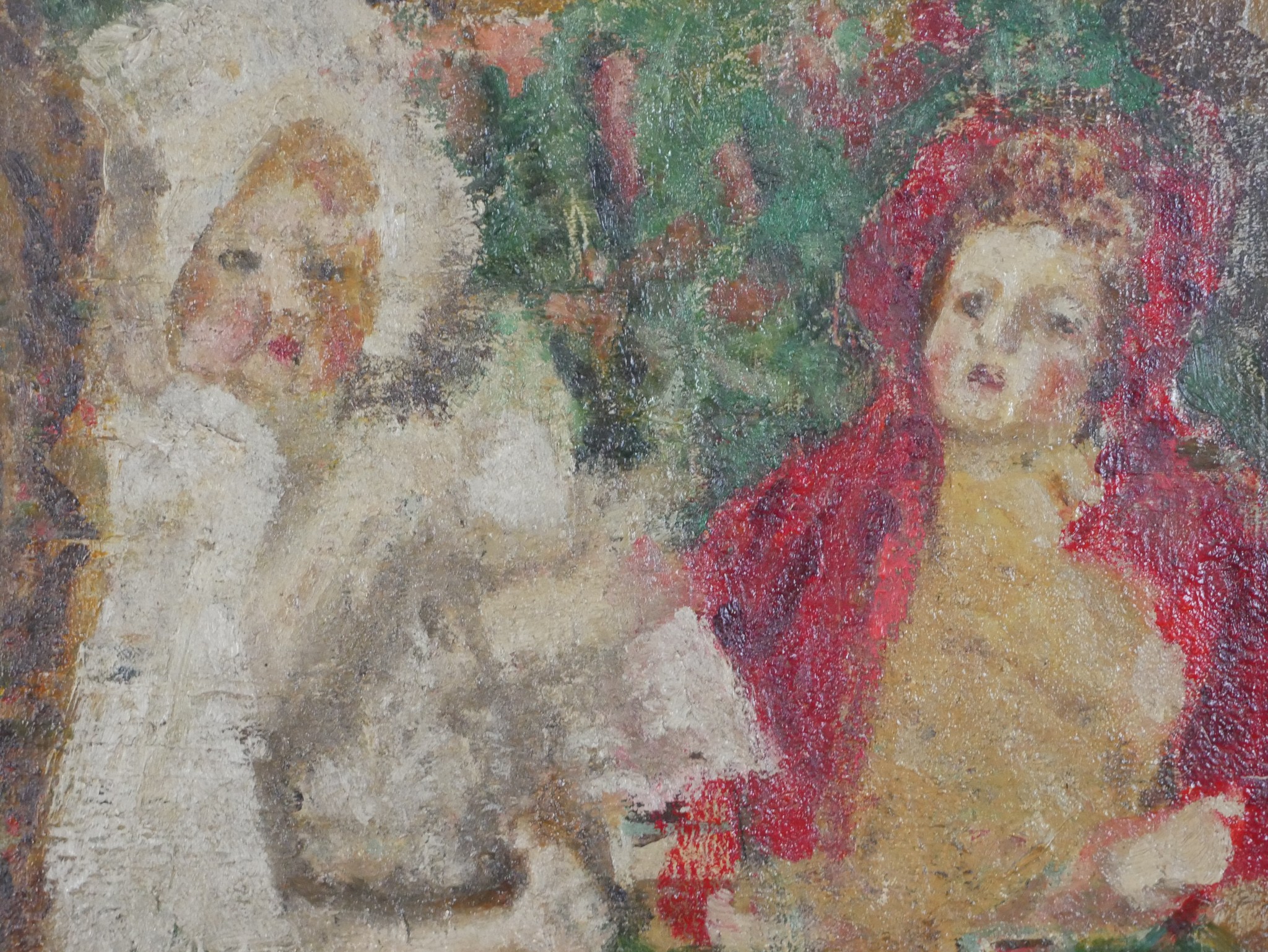 Reverend J W H Battiscombe (1879-1985), Study of Two Dolls in a Chair, oil on canvas, inscribed - Image 4 of 7