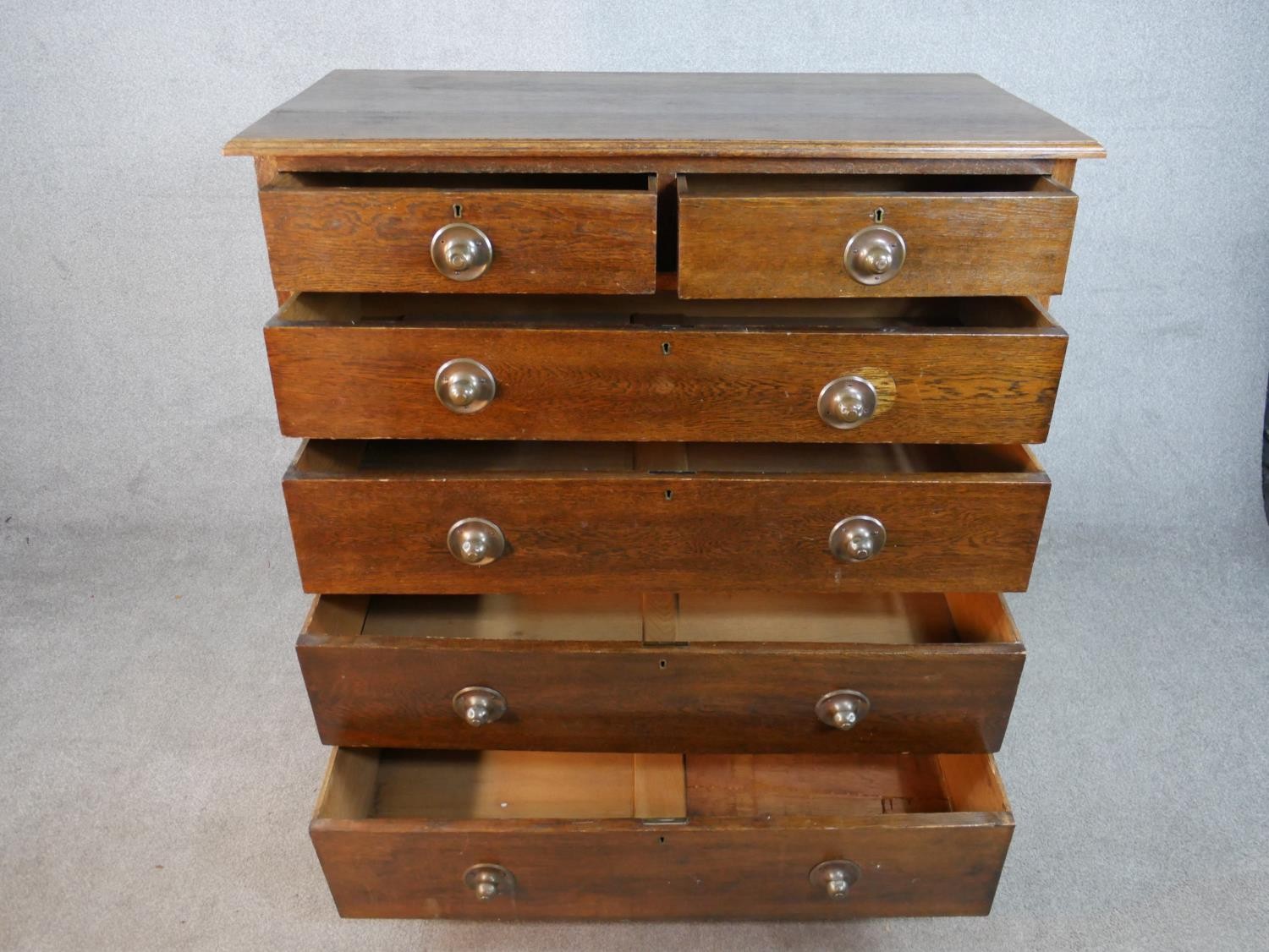 An Edwardian mahogany chest of two short over four graduating drawers, raised on plinth base. H. - Image 3 of 6