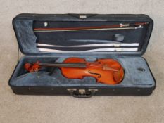 A cased viola by Lorenzo Frassino Guado, Firenze 1996, with white metal topped and mother of