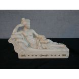 A contemporary plaster figure of a reclining Roman style lady. H.26 W.38 D.11cm