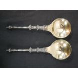 A pair of Victorian hallmarked gilded silver spoons; Sibray, Hall & Co (Frederick Sibray & Job Frank
