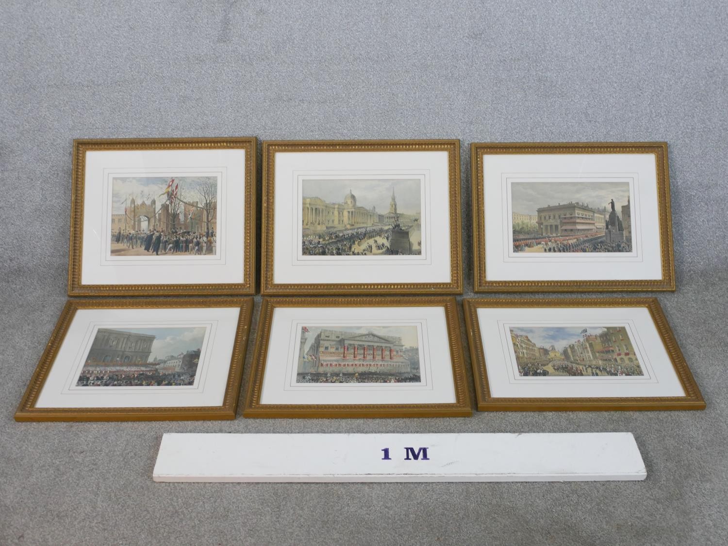 Six framed and glazed 19th century hand coloured engravings of English landmark buildings, - Image 2 of 10