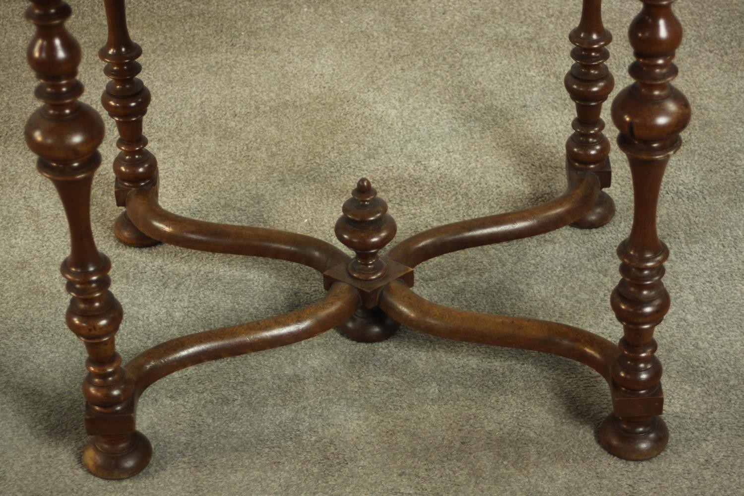 A 17th century style walnut side table, the rectangular top with a moulded edge over a single - Image 4 of 11