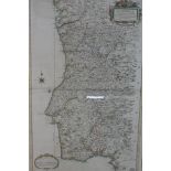 Jacques Nicolas Bellin (1703 - 1772), a hand tinted engraved French map of Portugal