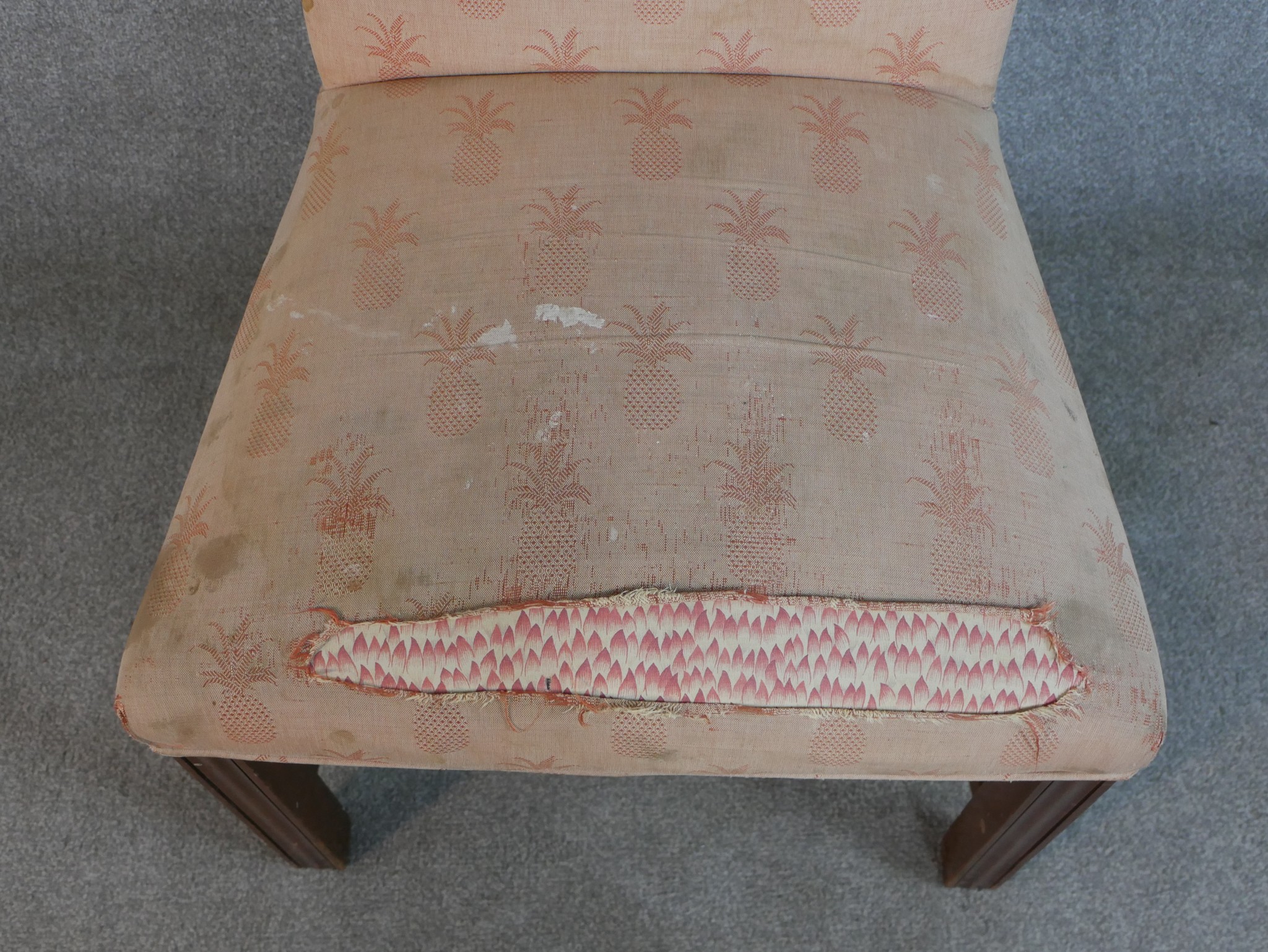 A Gainsborough style mahogany side chair, upholstered in fabric with repeating pineapple motif, - Image 4 of 8